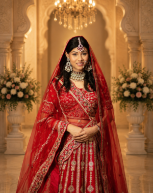 Royal Crimson Bridal Embroidered Lehenga Set